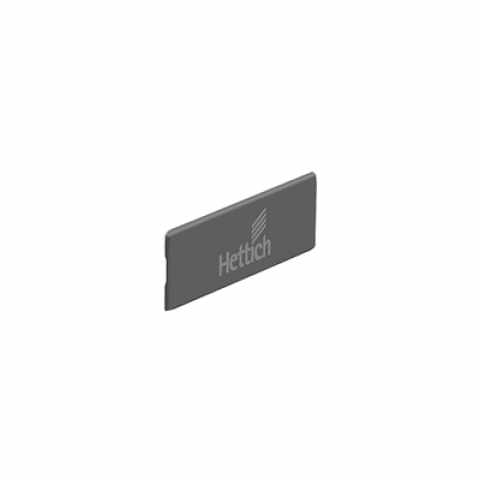 Hettich Atira fiók oldal profil takarósapka műanyagból logóval sötétszürke